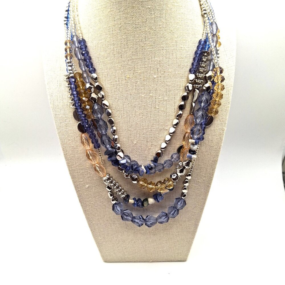 New Convertible Statement Necklace Blue and Silver Premier Designs